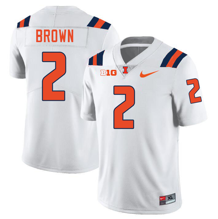 #2 Chase Brown Illinois Fighting Illini Football Jersey,Uniforms-White